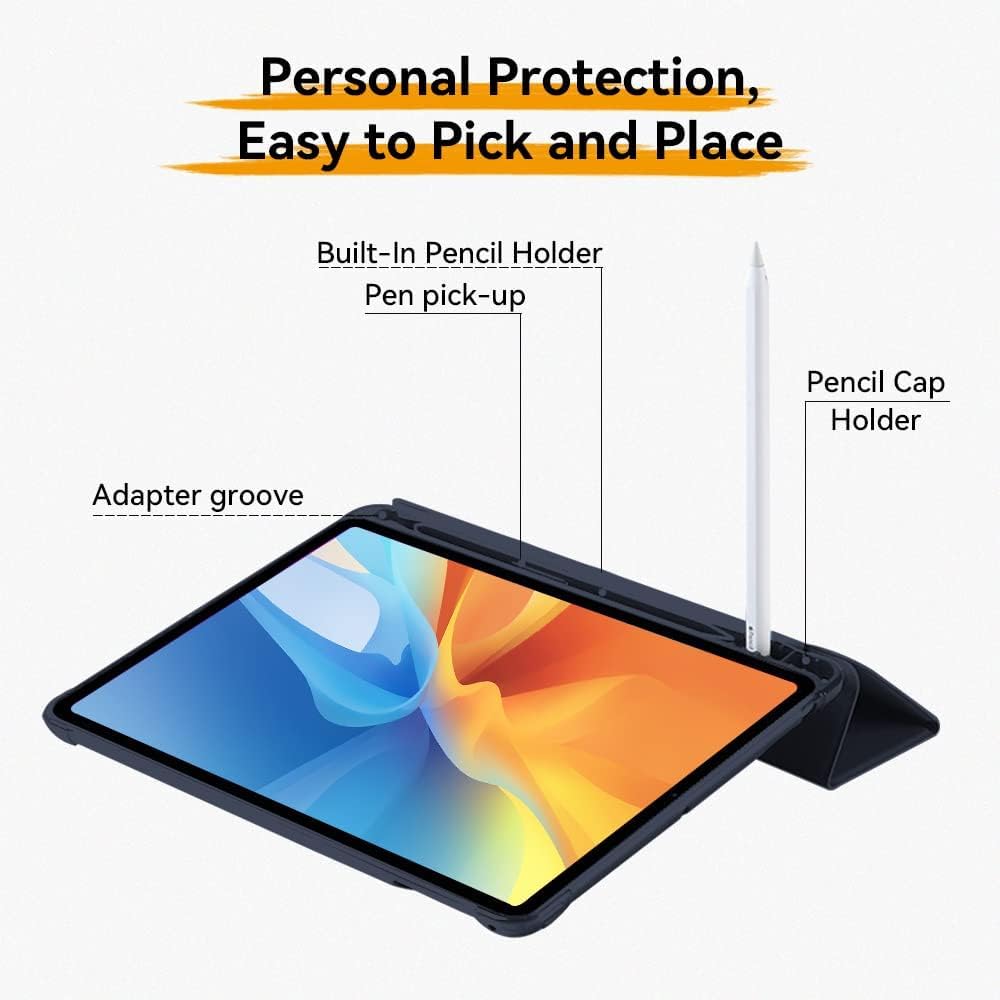 Custodia Amazon Brand Per IPad 10.2'' 9/8/7 Gen: Pelle PU E Retro Trasparente, Blu Navy - 2