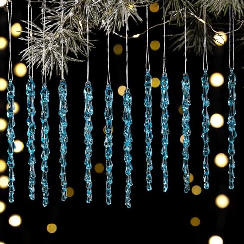 HERZONE 36pcs blau Christbaumschmuck eiszapfen Anhänger Acryl...