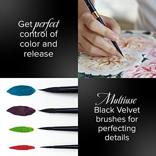 Silver Brush Limited 3100ST8 Black Velvet Voyage Travel Round Paint Brush for Watercolour, Detail and Line Brush, Size 8, Short Handle