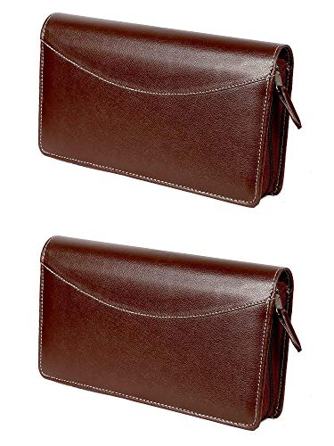 Image of Sukeshcraft Multiple Cheque Book Holder - Combo of 2 (Same Colour) | Each Holds 8 Cheque Books | Premium Rexine Organizer with Locker Key Holder, | Size 6.25 x 10.80 x 1.80 inch - Coffee Brown