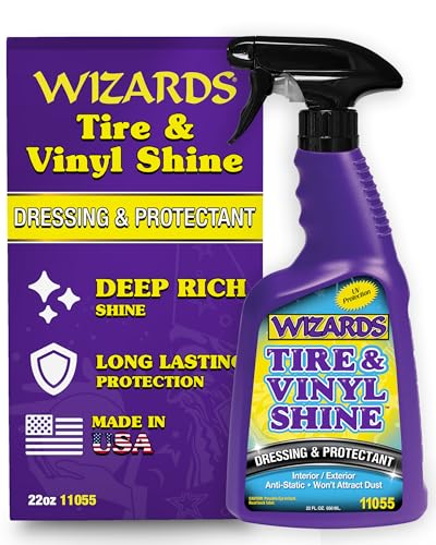 Wizards Tire and Wheel Vinyl Shine - Dressing and Protectant Spray - Professional Automotive Detailing Spray Bottle Refill - Cleans and Protects Tires, Wheels and Trim - 22 oz