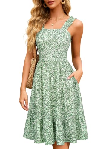Image of Berydress Sundress for Women 2026 Cute Spaghetti Strap Summer Midi Dresses | Sleeveless Sun Dress with Pockets, Flowy Boho Aline Style, Backless Knee Length, For Beach Vacation, Casual, Going Out
