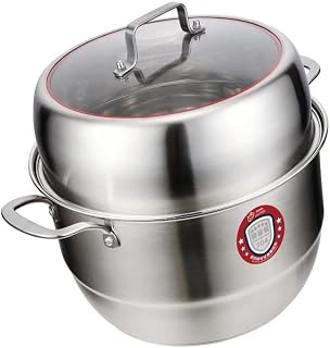 2-Tier Stainless Steamer Pot, Multi-functional, Steam Fish, Vegetables, Soup, Induction, Electric & Gas Compatible, Silver, 36cm, 2-Tiers