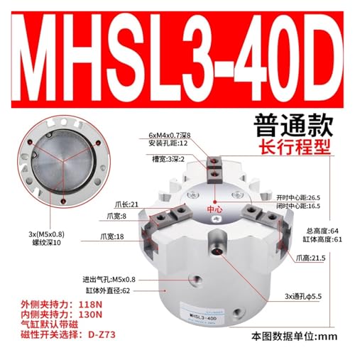 MHSL3-50D Serre-joint pneumatique à 3 mâchoires allongées