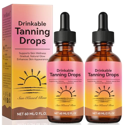 Tanning Drops 2 Pack, Drinkable Tanning Drops, Moisturizing Tanner for Face and Body, Enhancing Your Natural Skin Tone, for All Skin Types