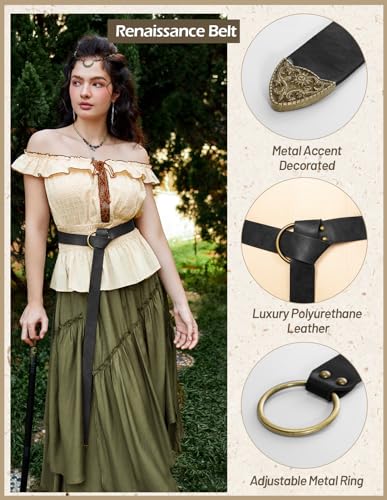 Scarlet Darkness Medieval Leather Belt Renaissance Accessory Pirate Viking Belt2