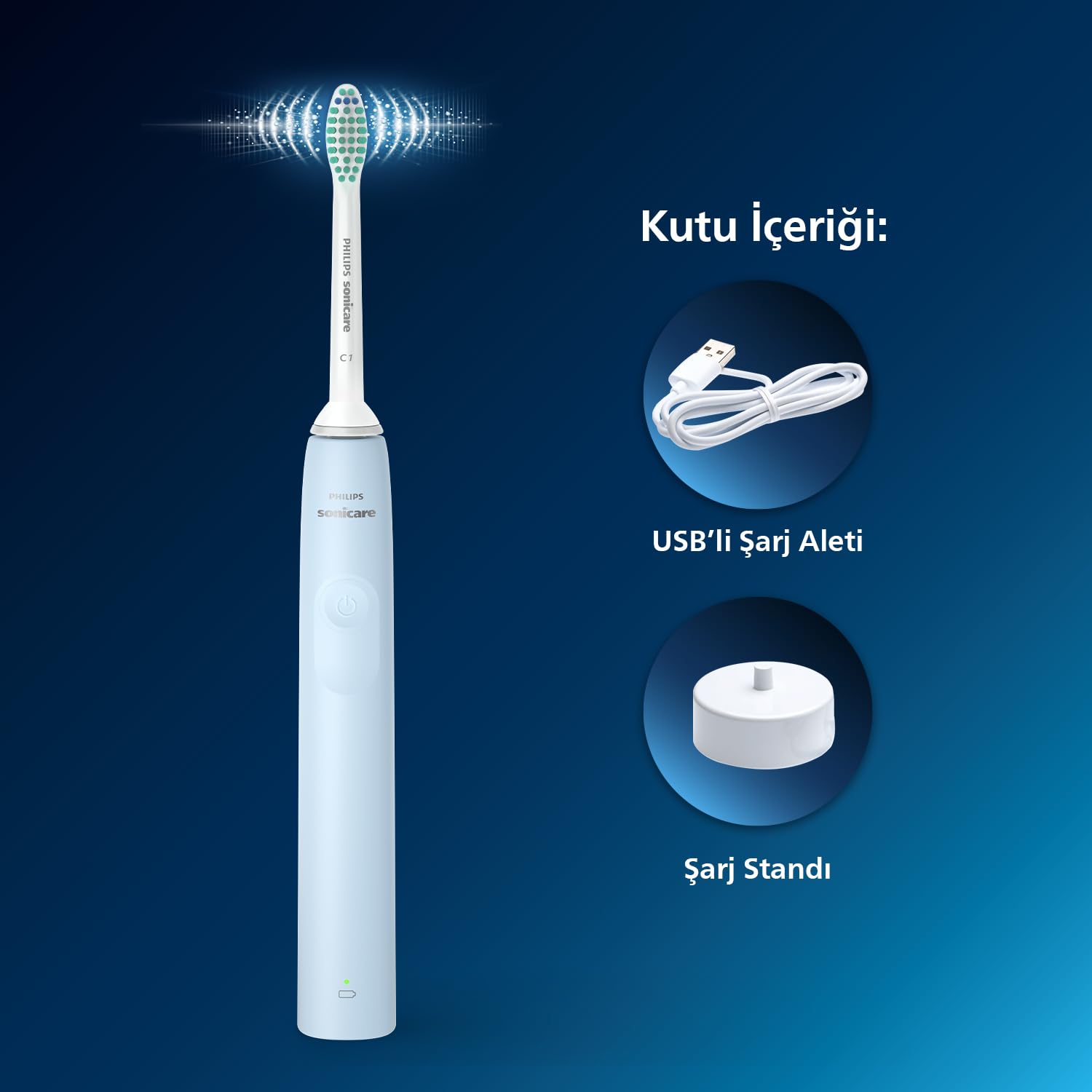 Philips Sonicare 2100 Sonic Şarjlı Diş Fırçası, 3 Kat Daha Fazla Plak Temizliği, 14 Gün Şarj Ömrü, SmartTimer ve QuadPacer Özellikli – HX3651/12