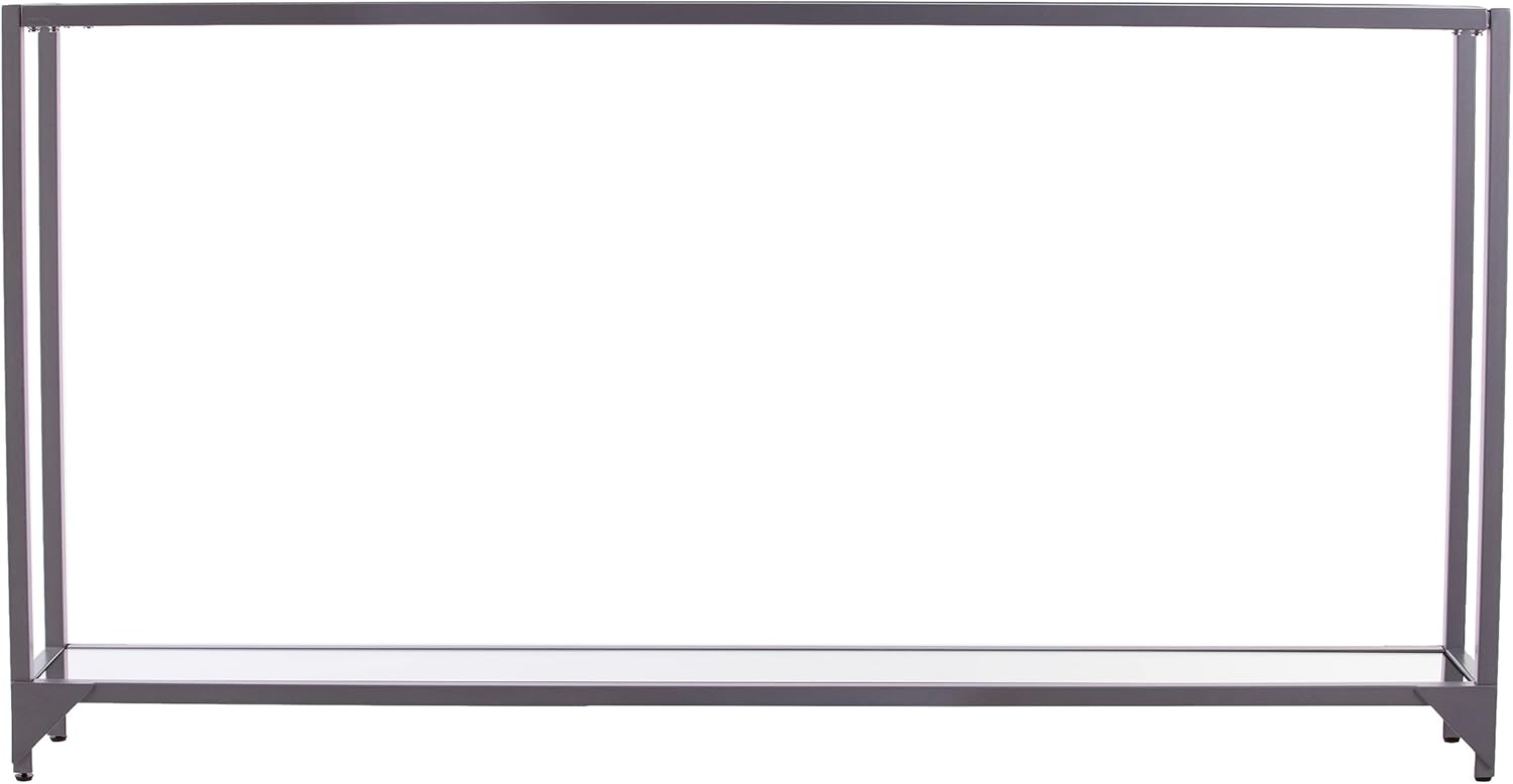 SEI Furniture - Bergen Narrow Console Table - Silver - Transitional Design, Metal and Glass - Ideal for Entryway, Living Room (CM3656)
