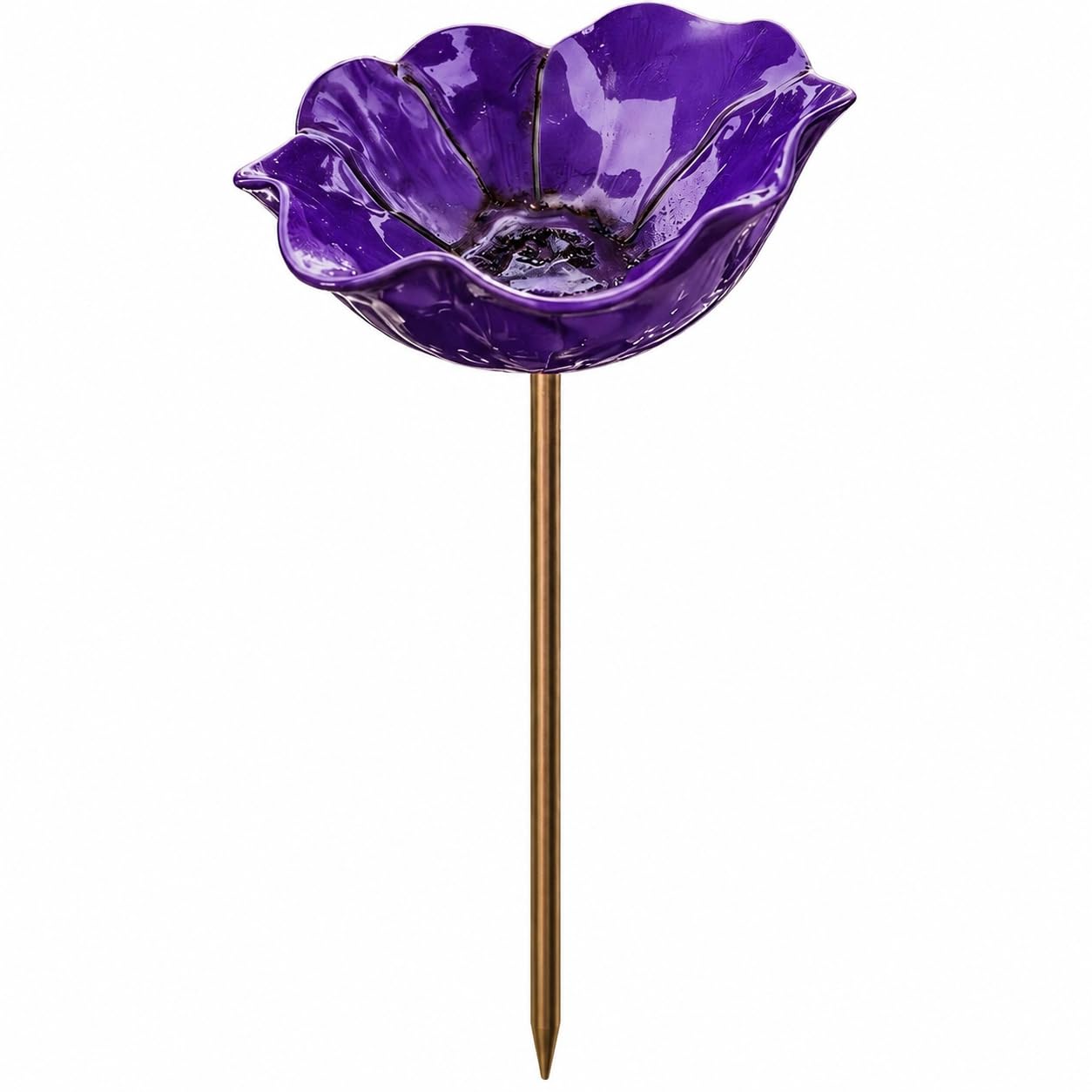 Poppy Bird Bath for Garden, Flower Bird Feeder (Purple)