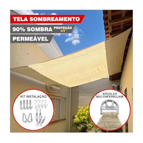 Tela Toldo De Sombreamento Sombralux 3x2m + Kit De Instalação