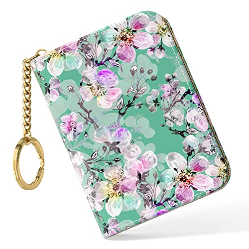 Image of Nipichsha Credit Card Holder, Small RFID Card Wallet for Women, Slim Leather Card Holder Wallet, Plum Flower, Small, Slim, Fashions