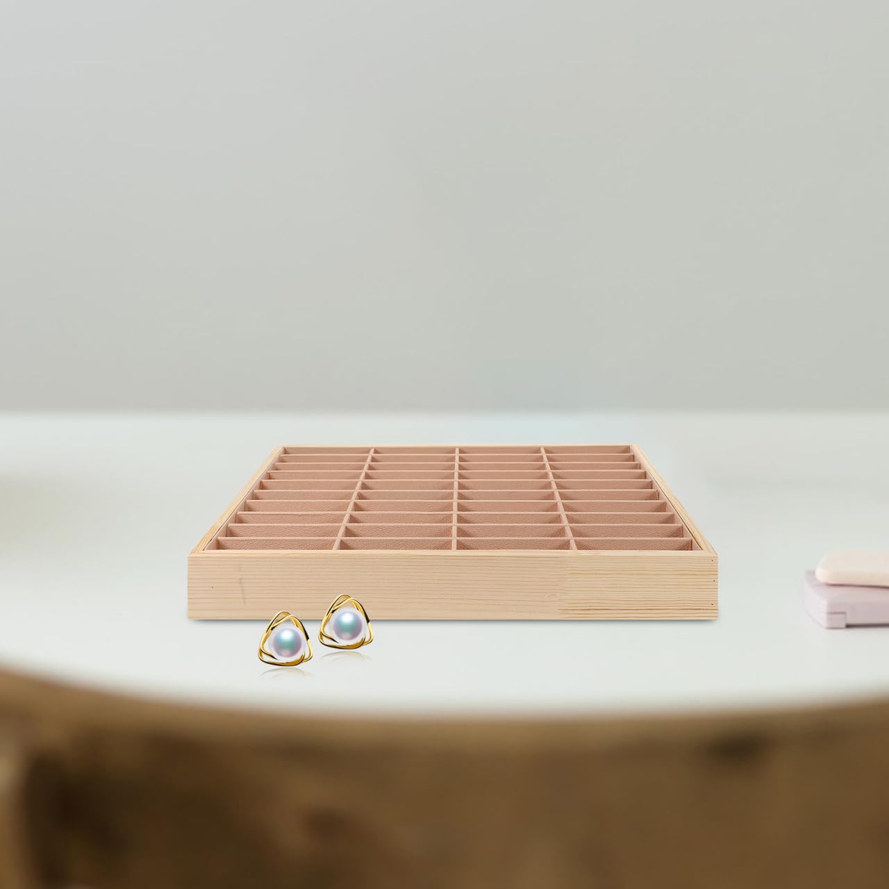 PRETYZOOM Boîte de Rangement pour 40 Téléphones Portables, Casier en Bois avec Doublure Douce Anti-Rayures, Idéal pour Salle de Classe, Bureau et Réunion