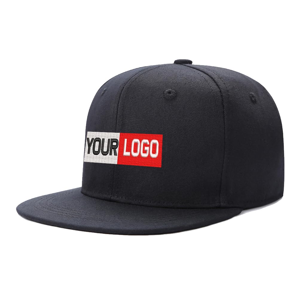 Unisex Black Custom Embroidery Mens Snapback Baseball Cap Hip Hop Style Flat Visor Adjustable Outdoor Cap Adjustable Breathable