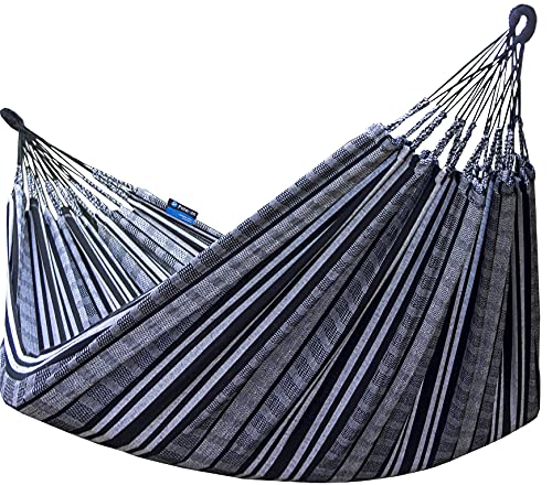 Potenza Pereira Hängematte 220 x 140 cm, Belastbarkeit bis 160 kg, 100% Baumwolle Doppelhängematte (Zebra)