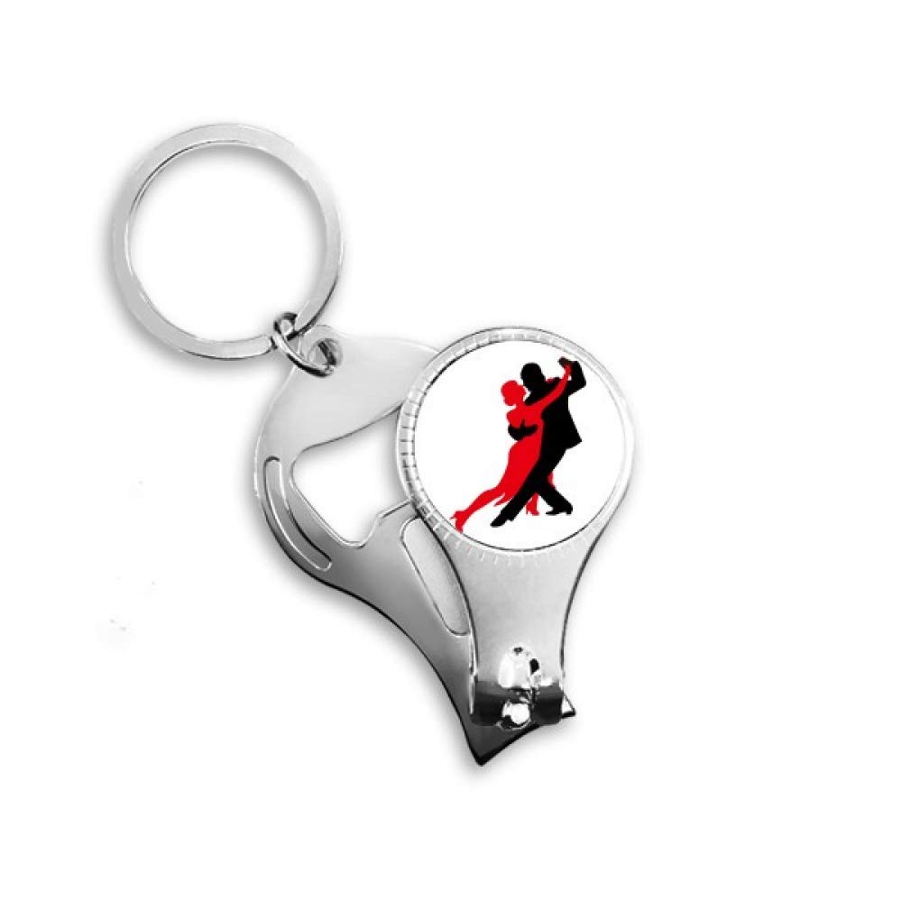 Coupe-ongles porte-clés décapsuleur motif duo de danse sociale et rock
