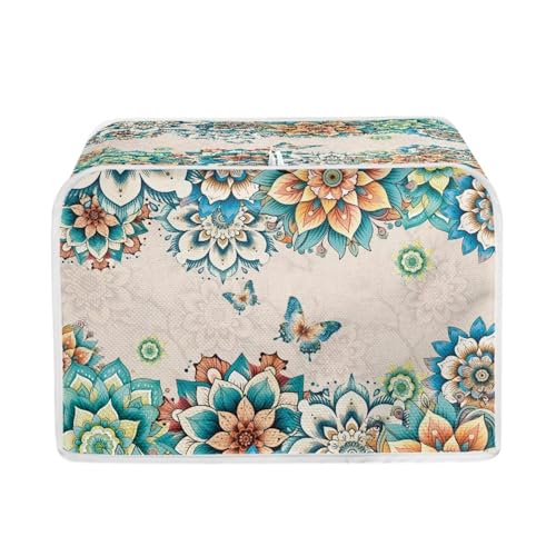 Image of Talayituse Boho Mandala Butterfly Print 2 Slice Toaster Covers Dust Protection Bread Maker Covers Toaster Oven Cloth Cover Kitchen Accessories Washable Appliance Cover with Handle