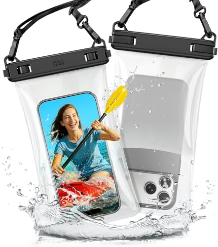 YOSH [Big Phones] Floating Waterproof Phone Pouch for iPhone 16 15 14 13 12 11 Pro Max Xs Max, Sumsung S24 S23 Ultra up to 8.9', IPX8 Floatable Waterproof Phone Case with Adjustable Lanyard [2-Pack]