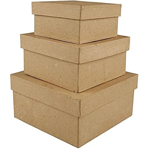 Set of 3 Paper Mache Stacking Boxes Cover