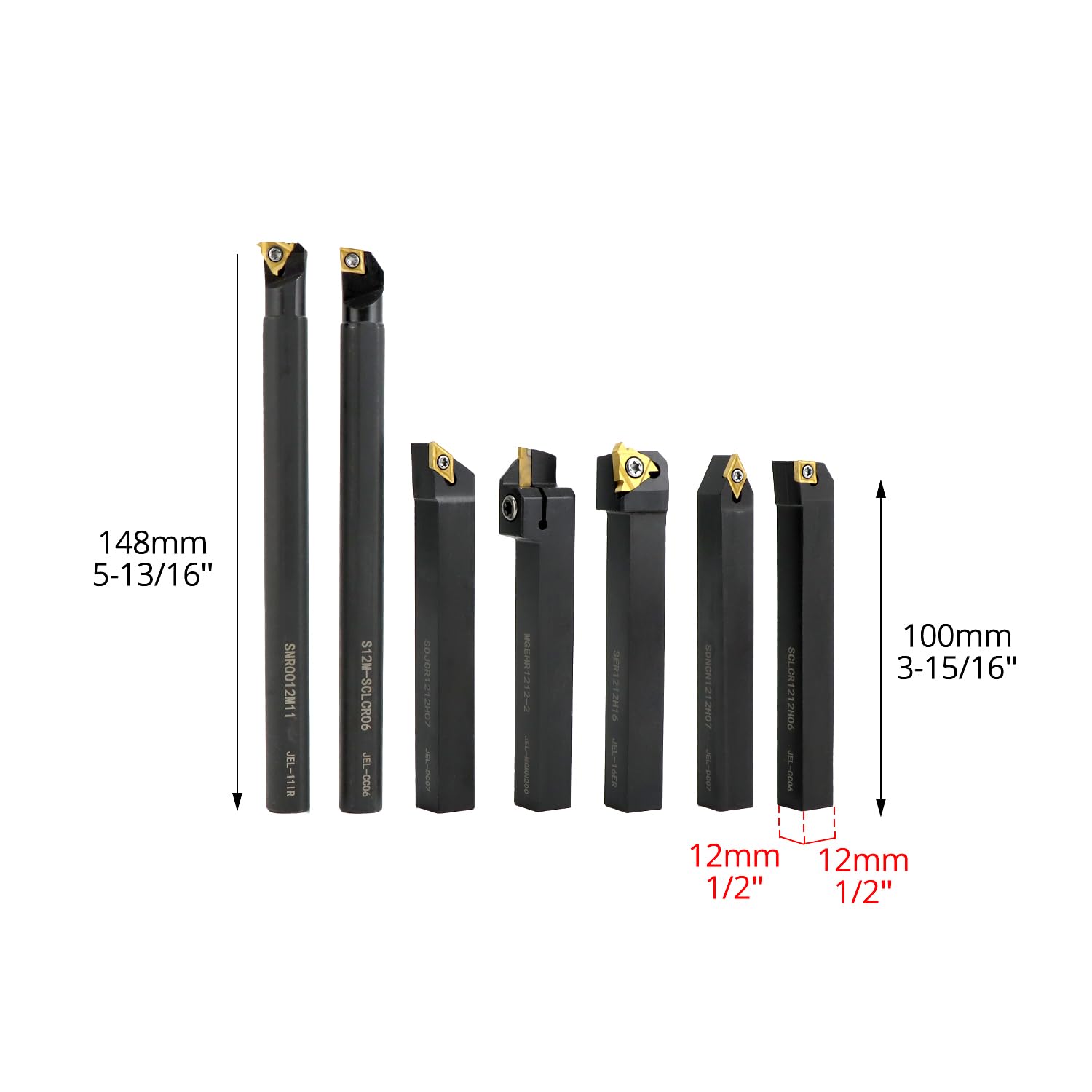 QWORK® 21 Piezas Juego de Torno Cinceles, Torno Cinceles con 12 mm Barra de Mandrinado, Insertos de Carburo, Llave, para una Variedad de Tareas de Torneado, Mecanizado Fino