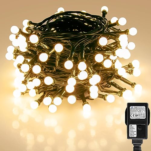 200er LEDS Kugel Lichterkette,23M Globe Lichterkette Weihnachtsbeleuchtung mit Stecker für Außen und Innen, 8 Modi und Merk Funktion, IP65 Wasserdicht Lichterketten für Hochzeit, Party, Garten