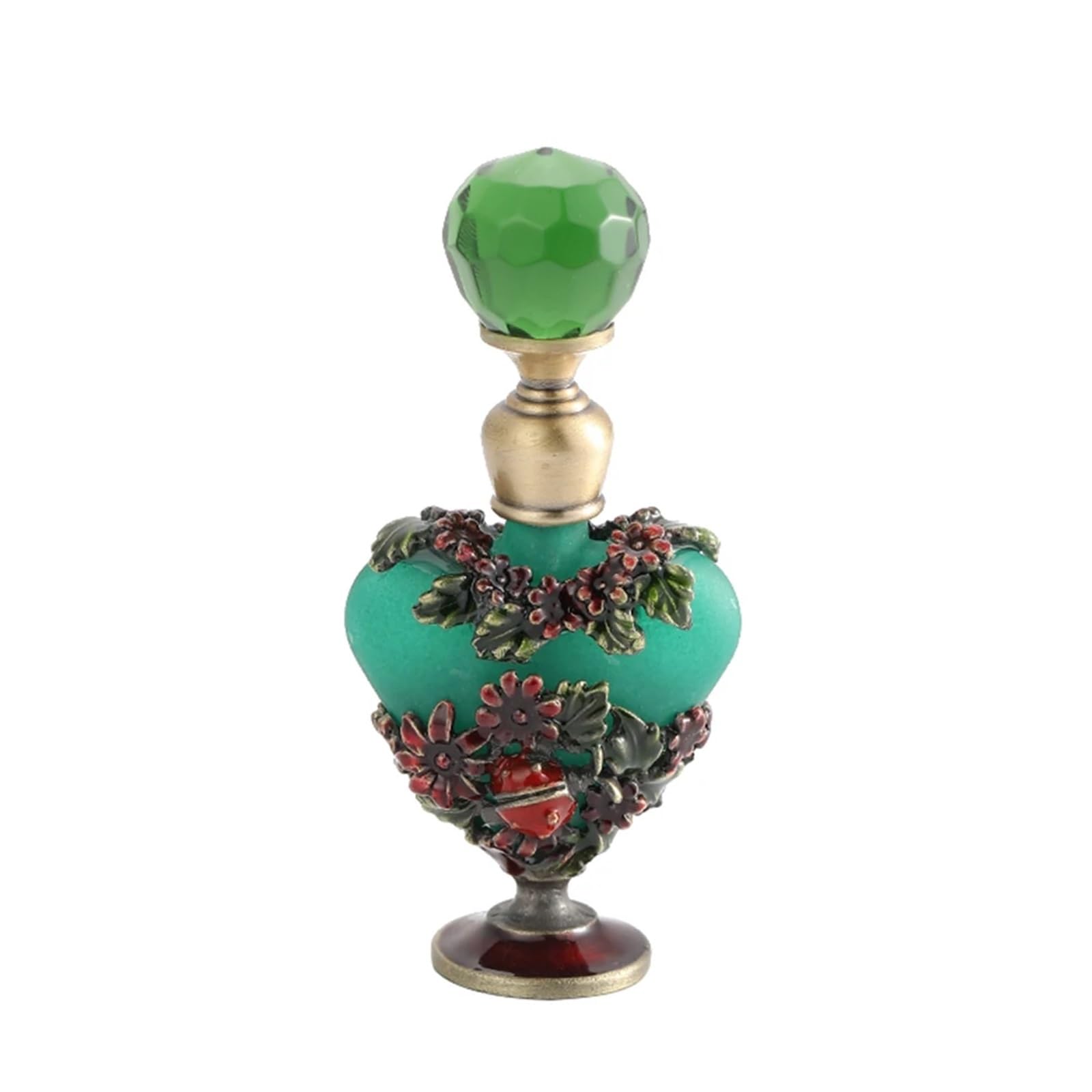 Rozpylacz do perfum, 5ml Green Glass Perfume Atomiser With Carved Flower Cap Refillable