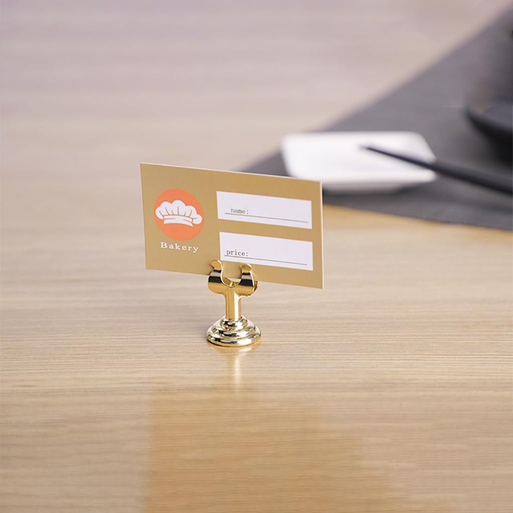 Kleiner Tischnummernhalter, Edelstahl-Tischkartenhalter für Fotos, Lebensmittel, Schilder, Hochzeiten, Restaurants, Geburtstage, moderne Tafelaufsätze, Kartenständer mit schwerem Gusssockel (Größe: 4