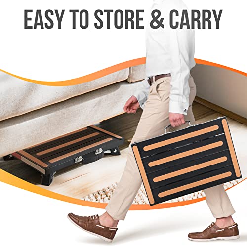 Image of Safety RV Steps, Yagud Height Adjustable Folding Platform Step with 17 inch X 12 inch Anti-Slip Surface, Rubber Feet, Handle, Reflective Strips, and T Level, Aluminum RV Step Stool Supports Up to 1000lbs