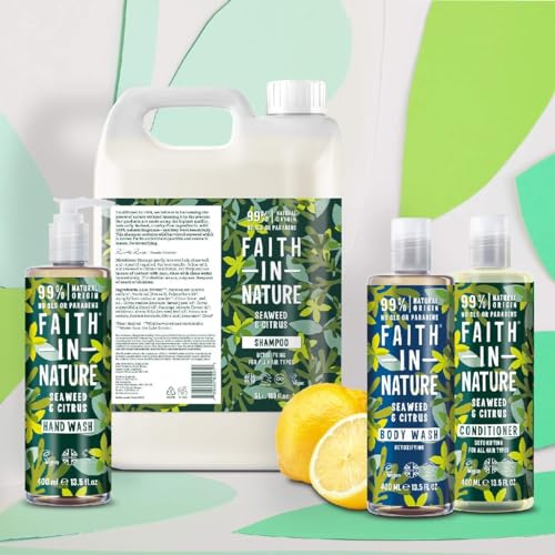 Faith In Nature Natural Seaweed & Citrus Shampoo, Detoxifying for Oily Hair & Scalp, Vegan & Cruelty Free, No SLS, Silicones or Parabens, 5L Refill Pack - Image 6
