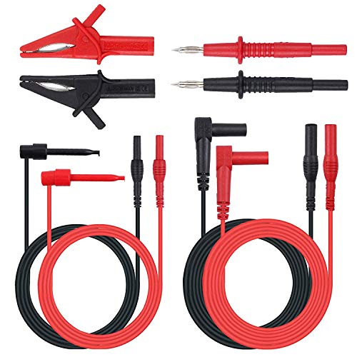Proster 8pcs Multimeter Test Leads Kit Professional Clamp Meter Lead Automotive Multimeter Accessory Kit Includes Lead Extensions Test Probes Alligator Clips Mini Hooks