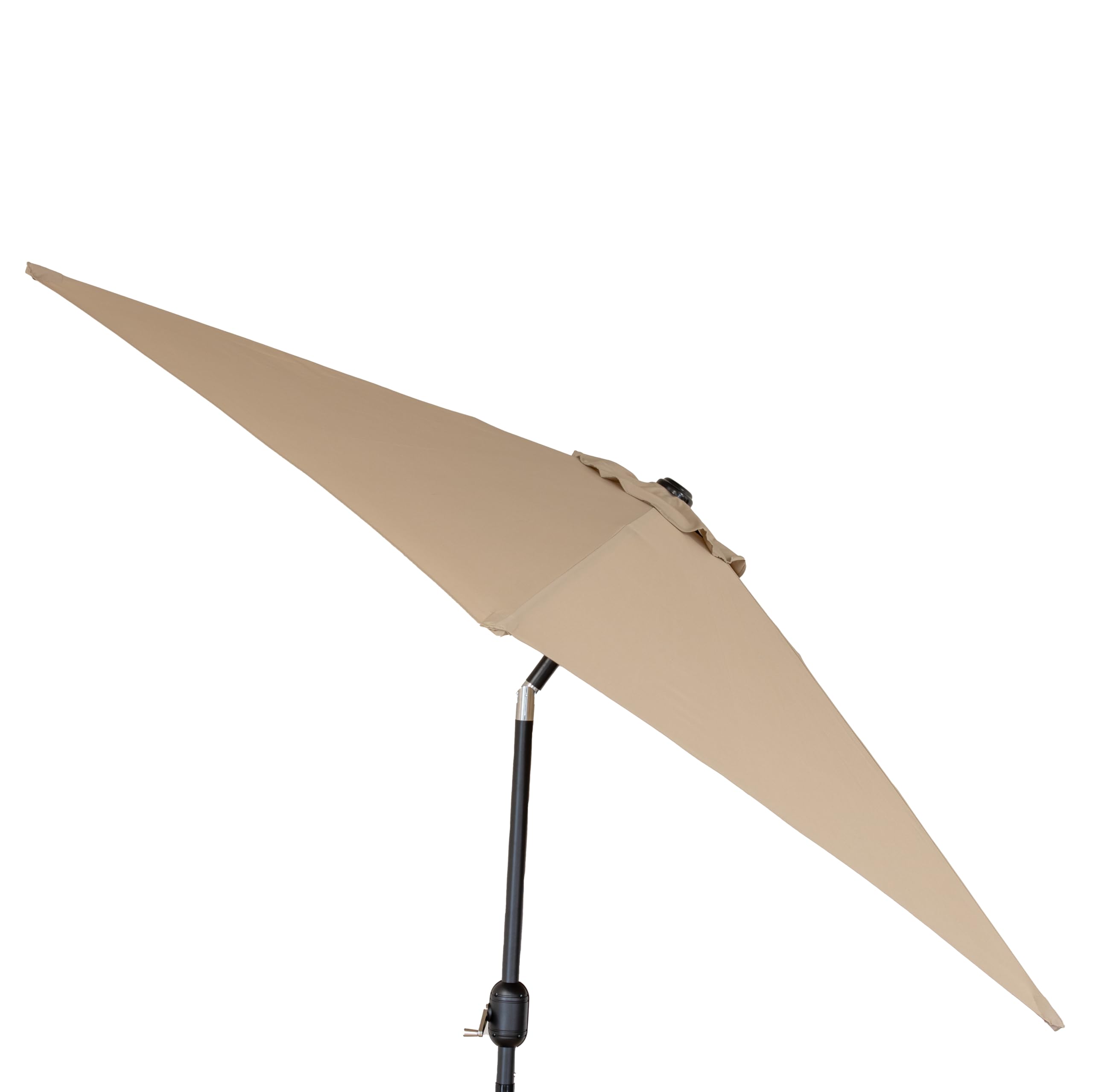 Ombrellone da Giardino 270 cm Beige – GARDENIA Moon Round, Palo in Acciaio Antracite, Inclinabile, Antivento, con Manovella, per Terrazzo, Spiaggia, Giardino, Balcone