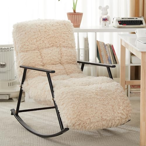 Nursery Rocking Chair Adjustable Rocker Chair Nursery,Rocking Chair Indoor Padded High Back Side Pocket Portable Rocking Lawn Chair,Teddy Chair Water Resistant Fabric Perfect,440Lbs Support (Color :