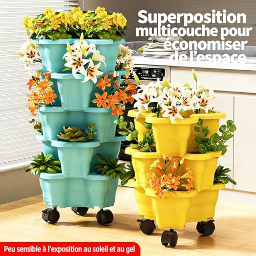 Pot de fleurs d'extérieur empilable pour aménager un balcon d'herbes fraîches - 4