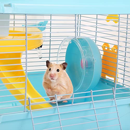 Misyue Dwarf Hamster Travel Portable Carrier Cage 2-Floors Syrian Hamster Home House Rodent Habitat Cage for Dwarf Hamster,Ferrets - Image 3