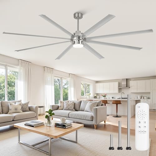100 Inch Large Ceiling Fan Industrial Ceiling Fan Outdoor with Light Nickel