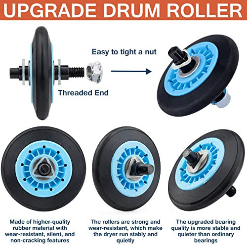Dryer Roller Replacement Part For Samsung Dv42H5000Ew/A3 Dv45H7000Ew/A2 Dv48H7400Ewa2 Dv42H5200Epa3 Dv40J3000Ewa2, Dc97-16782A Dryer Roller Dc93-00634A Idler Pulley 6602-001655 Dryer Belt Repair Kit #TOP2