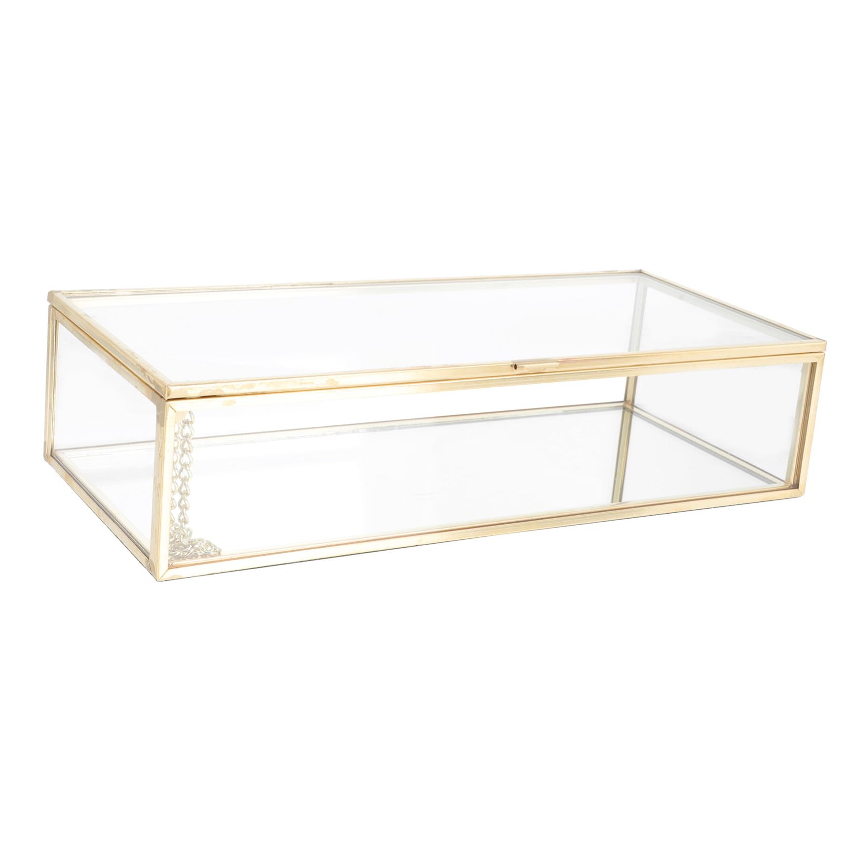 Europäische Schmuck Aufbewahrungsbox aus Glas mit Kupferstange Make Up Aufbewahrung für Lippenstift und Nagellack Sicher und Tragbar für Hochzeiten