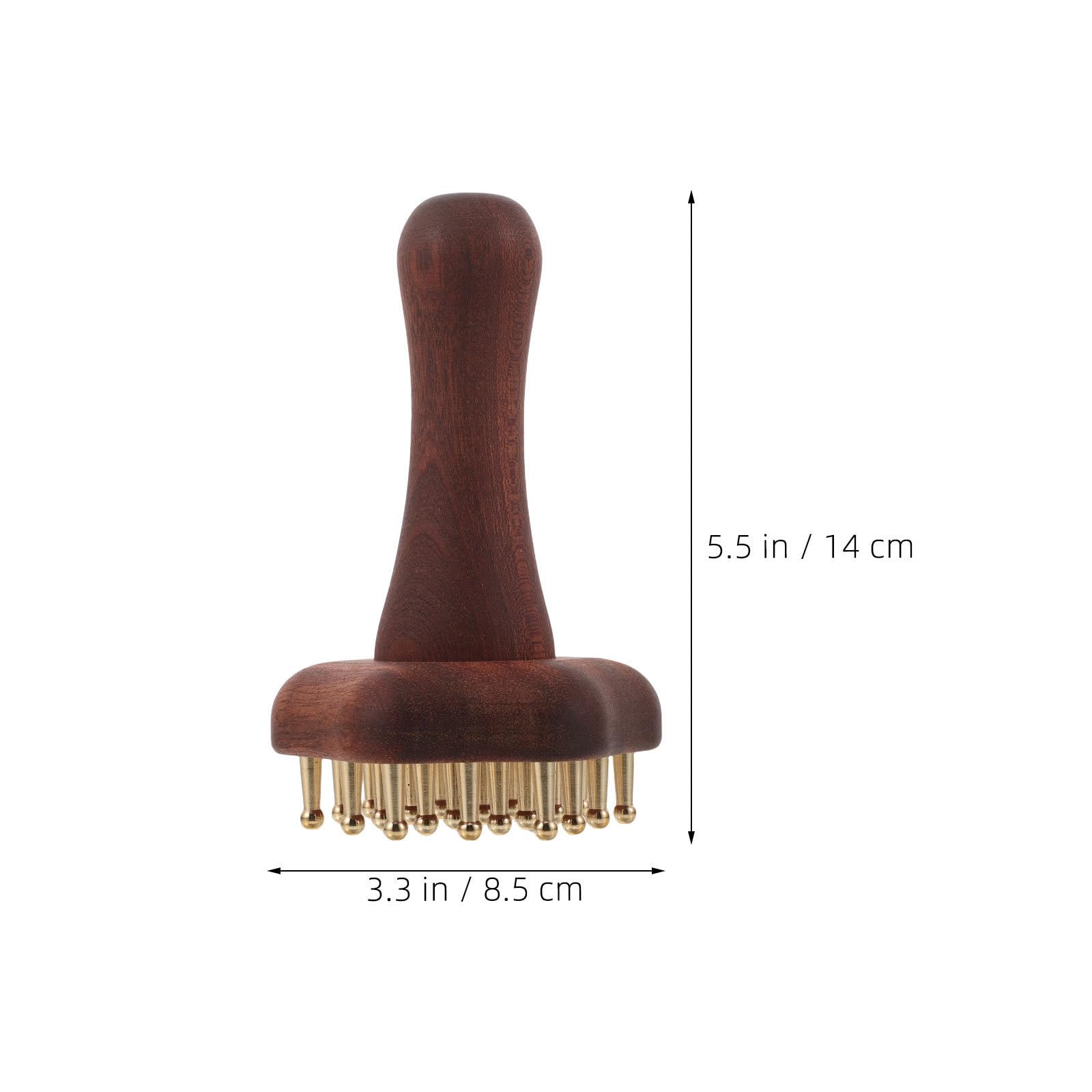 PLAFOPE Cepillo masajeador capilar y masaje cabeza de latón y madera, 24 dientes ergonómico, precisión para aplicación en cuerpo y cuello, spa en casa, 2 unidades