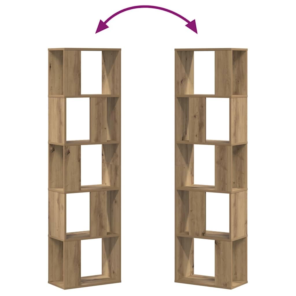 Bücherregal 5 Böden Artisan-Eiche 45x23,5x162,5 | Holzwerkstoff, Raumteiler, pflegeleicht, feuchtes Tuch, viel Stauraum