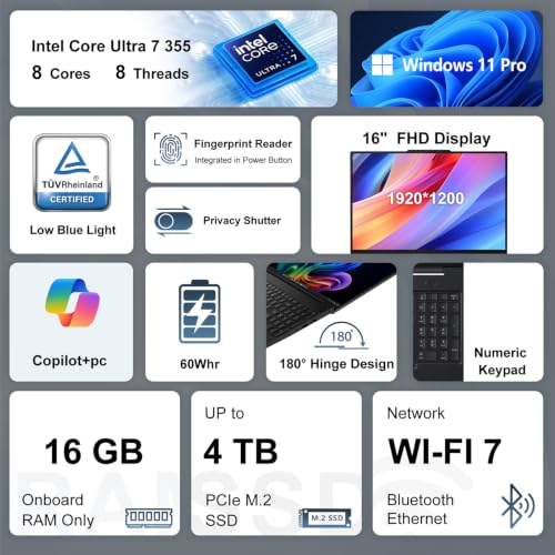 Image of Lenovo ThinkPad T16 Gen 5 Intel Core Ultra 7 355 AI Business Laptop