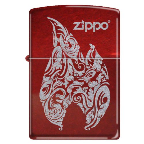 Zippo encendedor clásico rojo logo flame miniatura 1