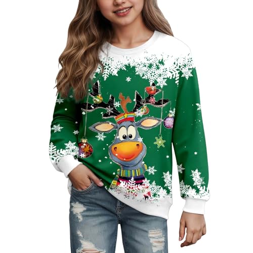 Christmas Shirts for Boys Girls Tree Sequin Crewneck Long Length Sleeve Sweatshirts Fashion Fall Winter Outfits