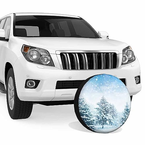 Image of Winter Snow Spare Tire Cover White Frost Covered Fir Trees Nature Wonderland Weatherproof Universal Wheel Protectors Camper Tire Covers for Trailer Rv Travel(17 inch)