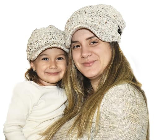 C.C Mommy and Me Beanies Women Kids Toddler Infant Mom and Baby Matching Christmas Outfits Winter Visor Brim