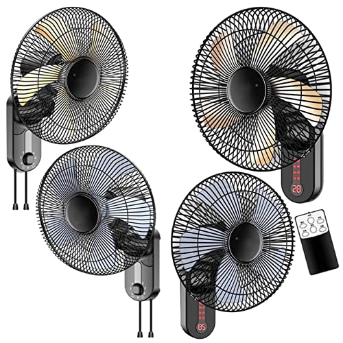Ventilador De Pared Hogar Industrial, Con 5 Aspas Ruido Bajo, Breeze Ventilador Pared Cocina Restaurante, Acero Inoxidable, Ventilador Dormitorio De Pared, Giratorio 50w Con Mando A Distancia ( Color
