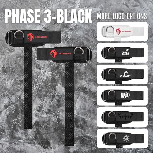 image for Ekkovision Weight Lifting Straps With Cuffed D Ring, Wrist Support, He