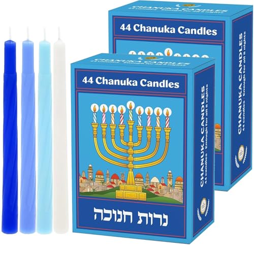Bougies Menorah pour Hanoukka de Jérusalem bleu pastel pour célébrer les 8 nuits de fête