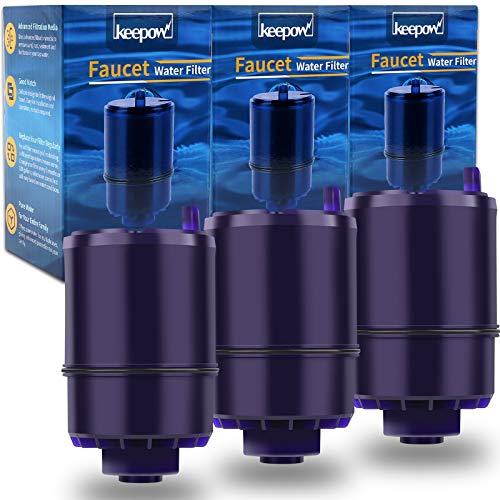 KEEPOW 3 Pack Replacement Water Faucet Filter Compatible with PUR Faucet Water Filtration System PFM400H PFM350V PFM100B PFM450S FM-3333 Pur-0A1, Part# RF9999, RF3375