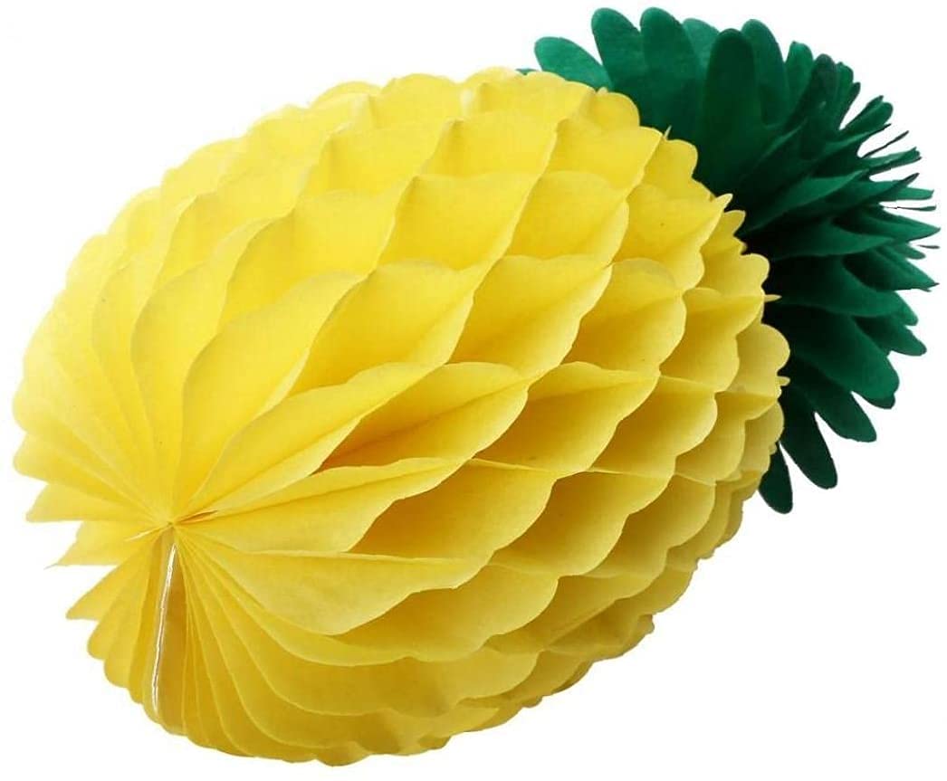 Image secondaire de Happium Ananas Lot de 3 décorations en nid d'abeille en papier de 14 pouces Décorations en boule de papier d'ananas pour fête