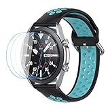 NOKOER Correas para Samsung Galaxy Watch 3 45mm, [2 in 1] TPU Silicona La Correa + 3 Piezas Protector de Pantalla, [Resistente al Desgaste] [Transpirable] Pulsera - Azul