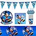 ND 52 PCS Mickey Mouse Party,Piatti Mickey Compleanno,Tovaglia Topolino,Topolino Festa Compleanno,Set di Articoli per Feste Mickey Mouse,Topolino Piatto TazzaTovaglia Pennant Tovagliolo per Feste.